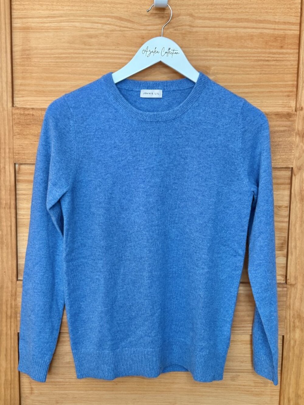 Jennie Liu NEW 100% Cashmere Blue Soft Knit Crew Sweater Women's size S